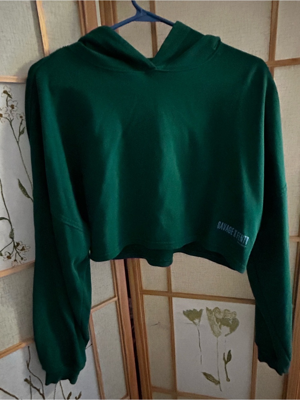 💚Savage X Fenty Deep Green Cropped Hoodie